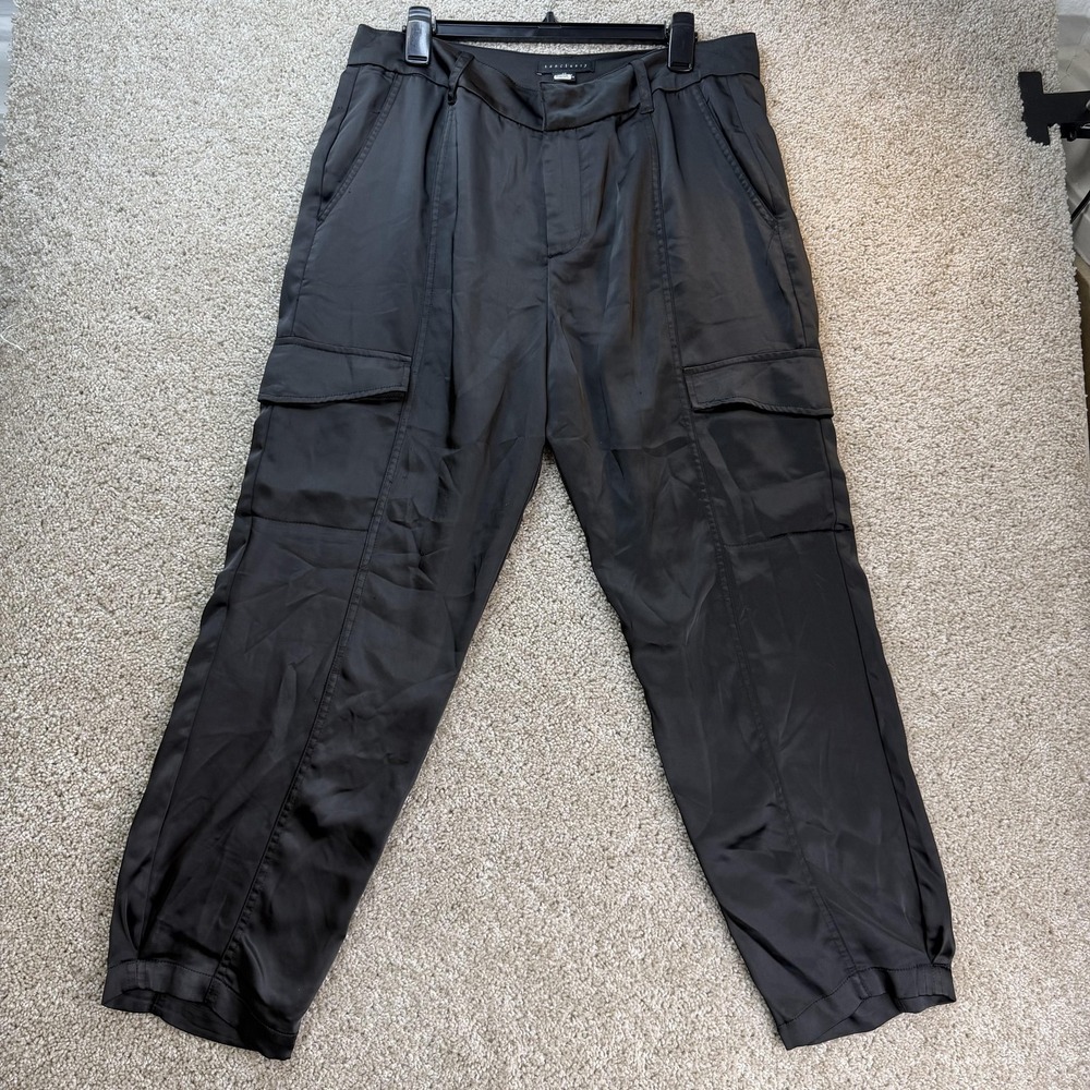Sanctuary Pants Womens 32 Black Cargo Jogger Cuffed Pockets Travel Casual
